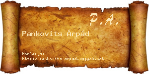 Pankovits Árpád névjegykártya